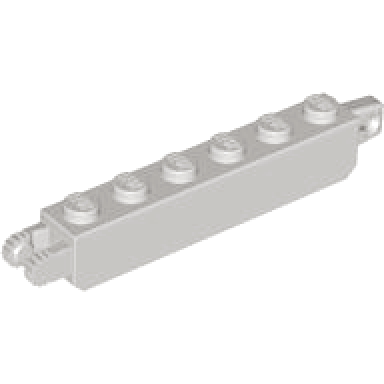 light gray hinge brick 1 x 6 locking with 1 finger vertical end and 2 fingers vertical end
