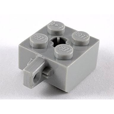 light gray hinge brick 2 x 2 locking with 1 finger vertical and axle hole
