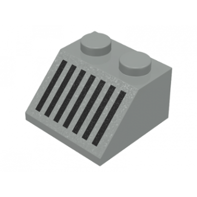 light gray slope 45 2 x 2 with black grille with 7 vertical lines pattern