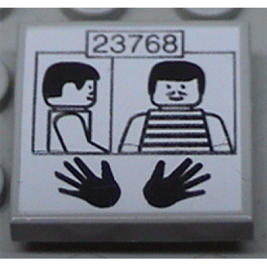 light gray tile 2 x 2 with prisoner id 23768 pattern