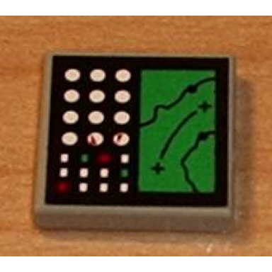 light gray tile 2 x 2 with electronic terrain display pattern sticker - set 8839