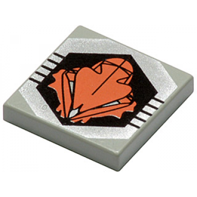 light gray tile 2 x 2 with black and orange ufo logo pattern