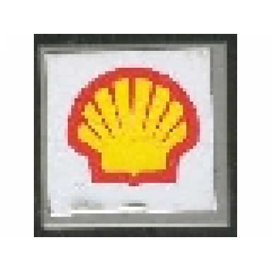 light gray tile 2 x 2 with shell logo pattern sticker - set 6378