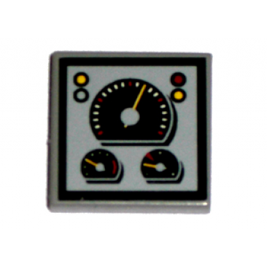 light gray tile 2 x 2 with speedometer and gauges pattern sticker - set 8280