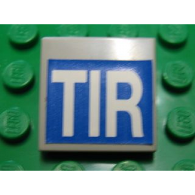 light gray tile 2 x 2 with white tir on blue background pattern sticker - set 5571
