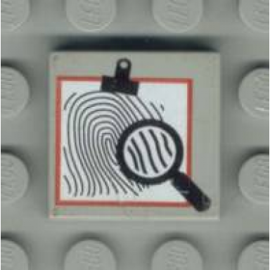light gray tile 2 x 2 with magnifying glass and fingerprint pattern