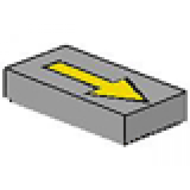 light gray tile 1 x 2 with yellow arrow long with black outline pattern