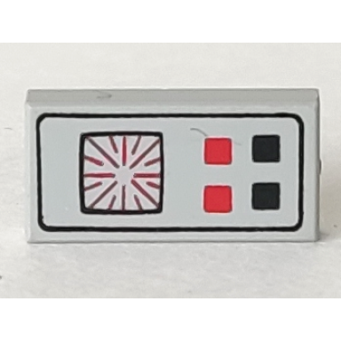light gray tile 1 x 2 with red and black buttons computer pattern