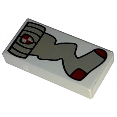 light gray tile 1 x 2 with hp dark gray sock with gryffindor crest and dark red heel and toe pattern