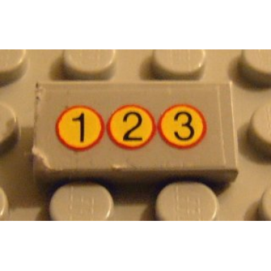 light gray tile 1 x 2 with 3 yellow circles 1 2 3 pattern sticker - set 8082