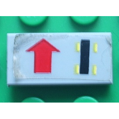 light gray tile 1 x 2 with car red straight arrow pattern left sticker - set 8082