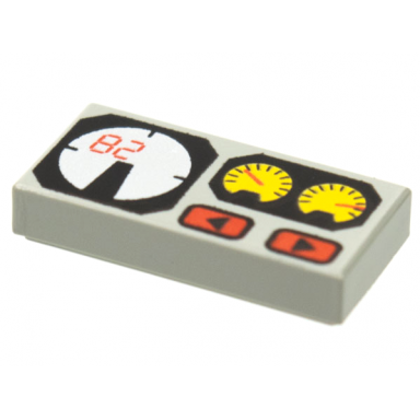 light gray tile 1 x 2 with red 82 yellow and white gauges pattern