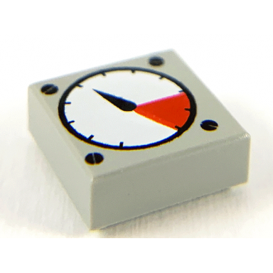 tile 1 x 1 with white and red gauge black thick needle and screw heads pattern