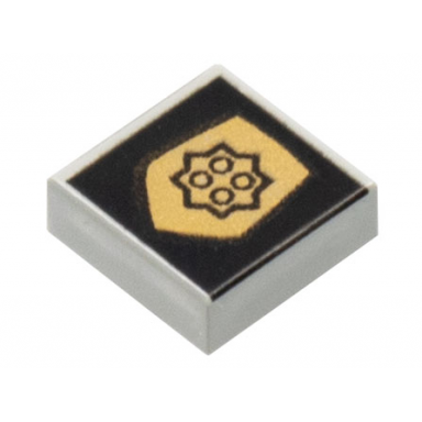 light gray tile 1 x 1 with world city gold police badge on black background pattern