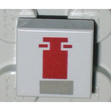 light gray tile 1 x 1 with mini snowspeeder front end with dark gray and red rectangles pattern