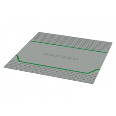 light gray baseplate road 32 x 32 service station with green lines pattern