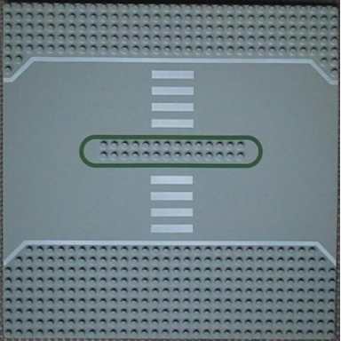 baseplate road 32 x 32 service station with white green lines and crosswalk pattern