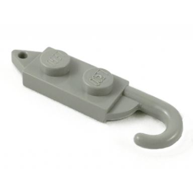 light gray hook plate modified 1 x 2 with crane hook left