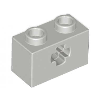 light gray technic brick 1 x 2 with axle hole