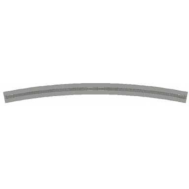 light gray train track rail curved outside with slots