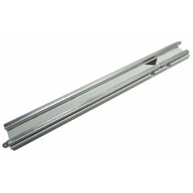 light gray train track 12v conducting rail straight for 12v signal with rail interruption at end black arrow pattern