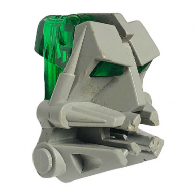 light gray bionicle head connector block 3 x 4 x 1 2 3 with trans-green eye brain stalk 32553 32554