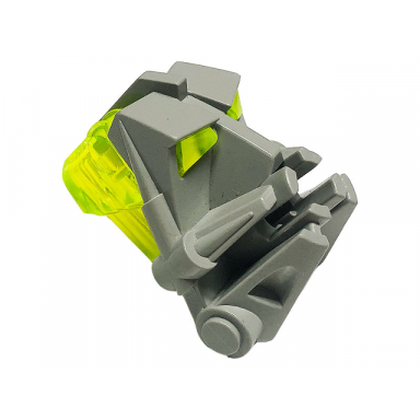 light gray bionicle head connector block 3 x 4 x 1 2 3 with trans-neon green eye brain stalk 32553 32554