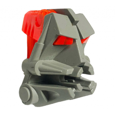 light gray bionicle head connector block 3 x 4 x 1 2 3 with trans-neon orange eye brain stalk 32553 32554