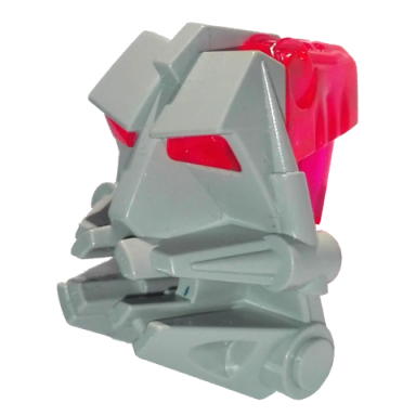 light gray bionicle head connector block 3 x 4 x 1 2 3 with trans-dark pink eye brain stalk 32553 32554