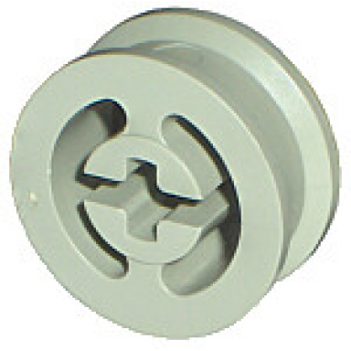 light gray wheel with split axle hole