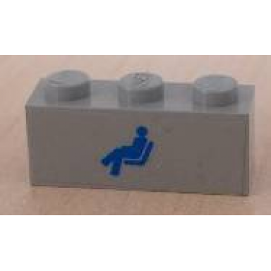 light gray brick 1 x 3 with train passenger car pattern sticker - sets 4547 10002