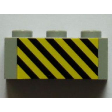 light gray brick 1 x 3 with black and yellow danger stripes pattern sticker - set 7823