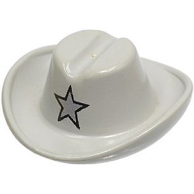 light gray minifigure headgear hat cowboy with silver star pattern