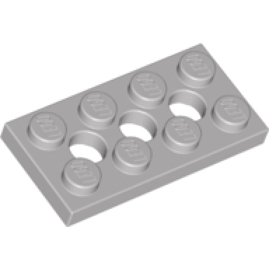 light gray technic plate 2 x 4 with 3 holes