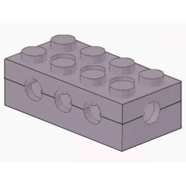 light gray technic brick 2 x 4 with holes on all sides - solid studs