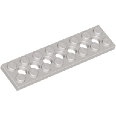 light gray technic plate 2 x 8 with 7 holes