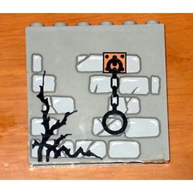 light gray brick 1 x 6 x 5 with stone twig and shackle pattern sticker - set 1382