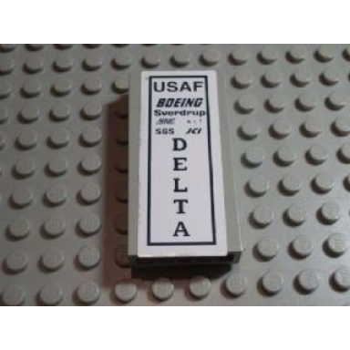 light gray brick 1 x 3 x 5 with usaf boeing and delta pattern sticker - set 7469