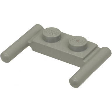 light gray plate modified 1 x 2 with bar handles - round ends mid attachment