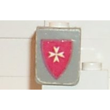 light gray minifigure vest with shield with white maltese cross on red background pattern stickers - sets 375-2 6075-2