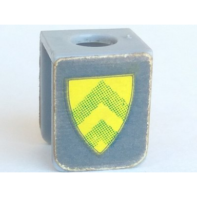 light gray minifigure vest with shield with yellow and green stripes pattern stickers - sets 375-2 6075-2