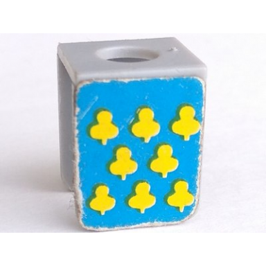 light gray minifigure vest with 8 yellow trefoils on blue background pattern stickers - sets 375 6075