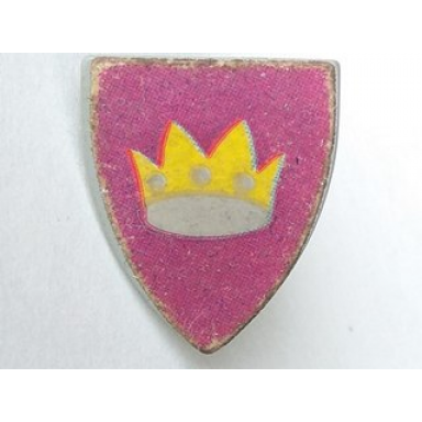 light gray minifigure shield triangular short with crown on pink background pattern sticker - sets 375 6075