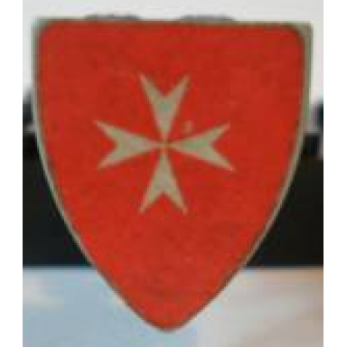 light gray minifigure shield triangular short with white maltese cross on red background pattern sticker - sets 375 6075