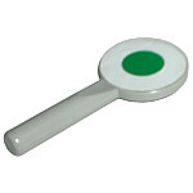 light gray minifigure utensil signal paddle with white circle and green dot pattern sticker - sets 7710 7715 7740 7745 7822 7824