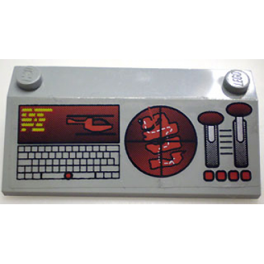 light gray slope 33 3 x 6 with inner walls with computer radar and levers pattern sticker - set 6740