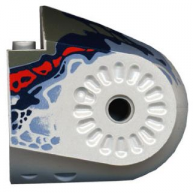 light gray dinosaur body quarter with pin holes with dark blue dark gray red and sand blue markings pattern