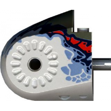 light gray dinosaur body quarter with pins with dark blue dark gray red and sand blue markings pattern