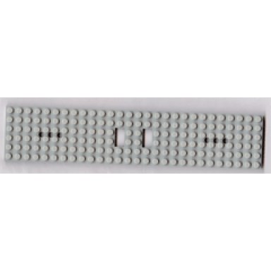 light gray train base 6 x 28 with 3 round holes each end and 1 x 2 cutouts