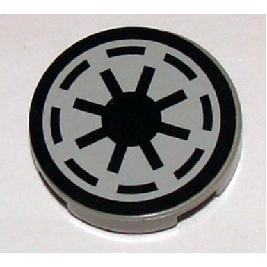 light gray tile round 2 x 2 with sw republic pattern on light gray background sticker - set 4482